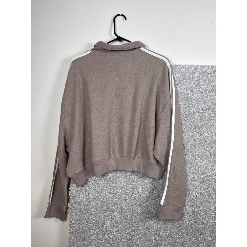 PINK by Victoria Secret Cropped Pullover Sweatshirt‎ Athletic Stripe Taupe XXL - Picture 5 of 5
